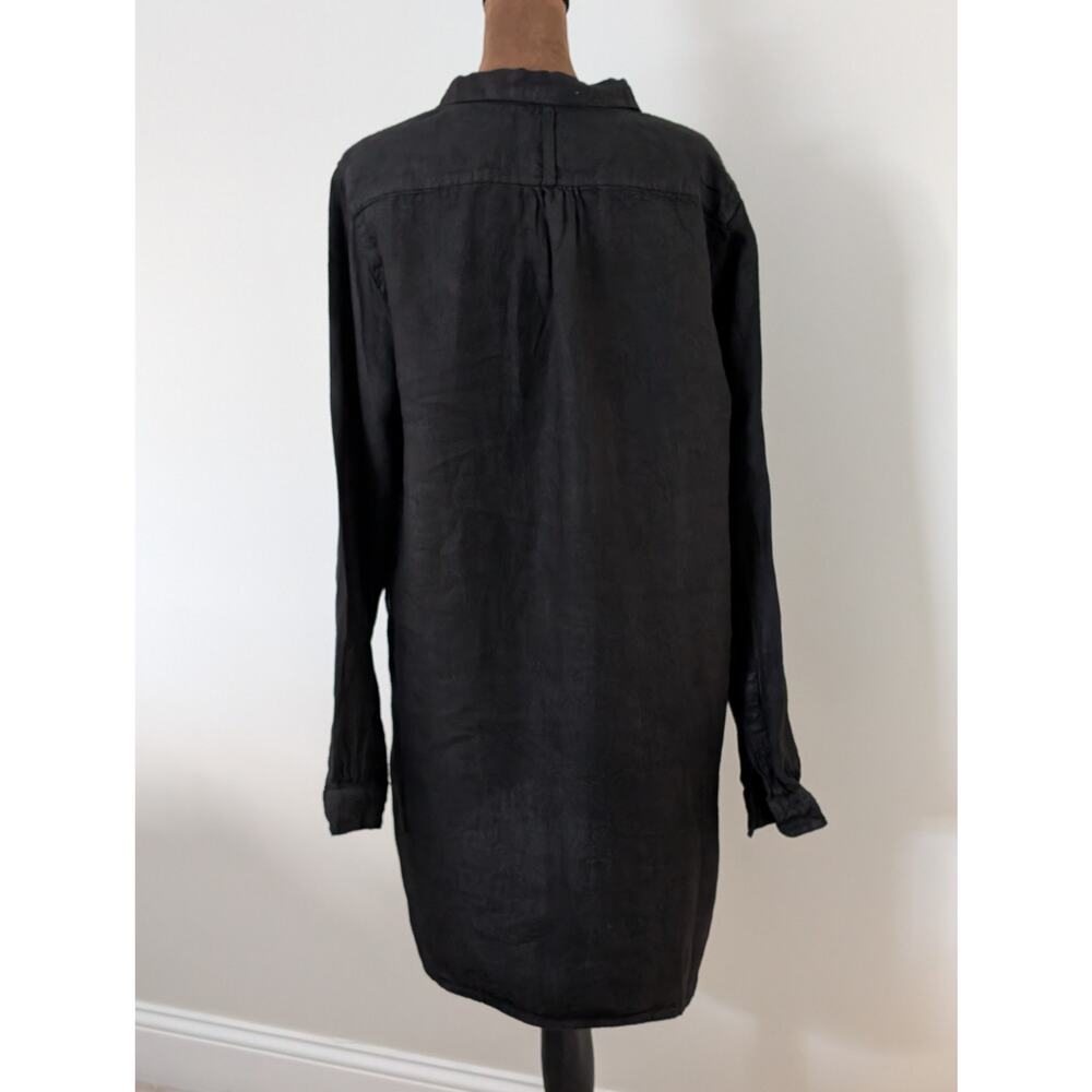 CP Shades Black 100% Linen Button Front Tunic Shirt S Made in USA EUC - Picture 4 of 10